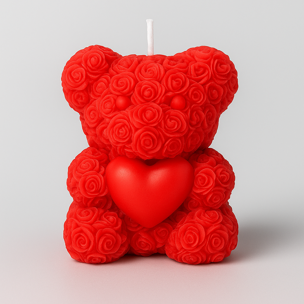 Teddy XL - Orsetto di Rose in Cera – Cuoricino & Fiocco